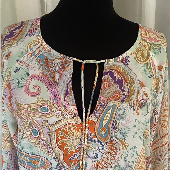 Boho style Paisley Tunic - Orange and Multicolor Size M - Picture 6 of 9